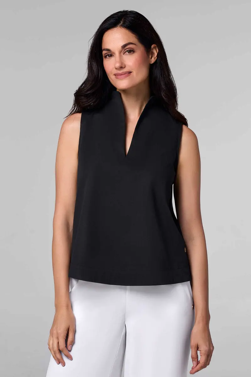 Women’s Cape Coral Stand-Collar Blouse – Black