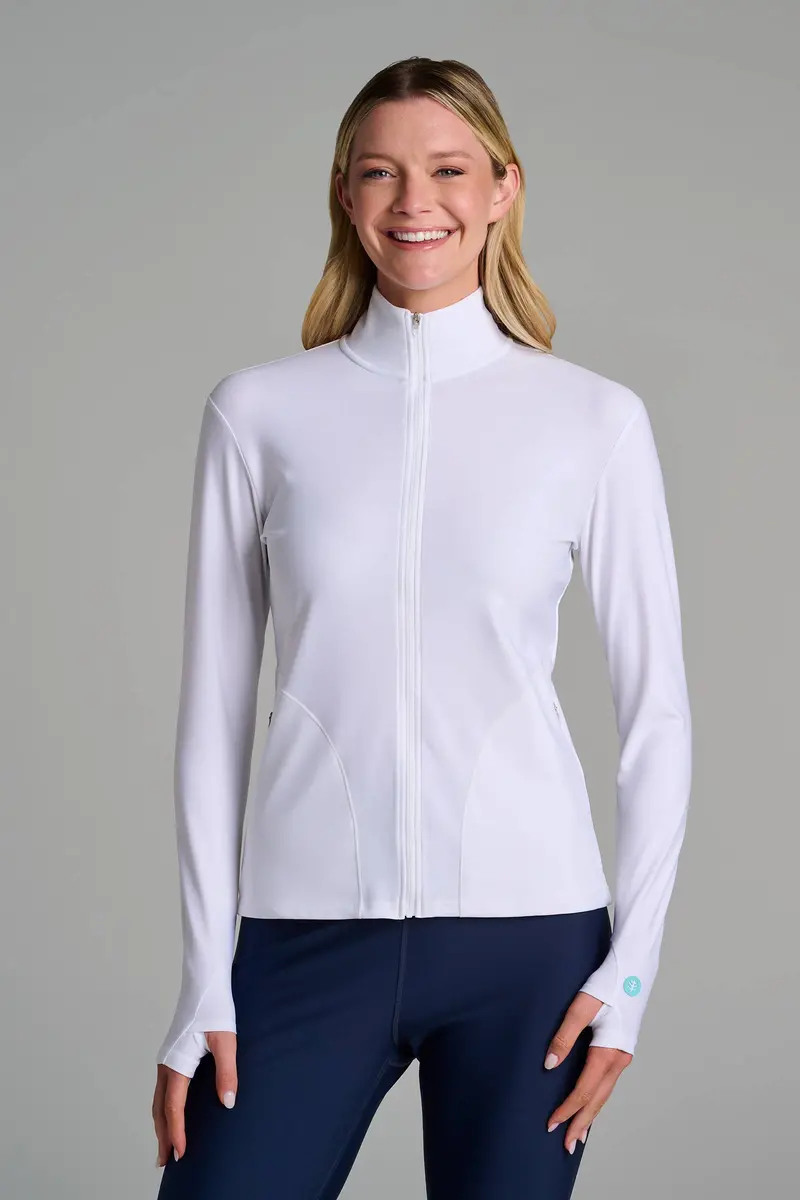 Women’s Helani Full-Zip Mock-Neck Swim Jacket – White
