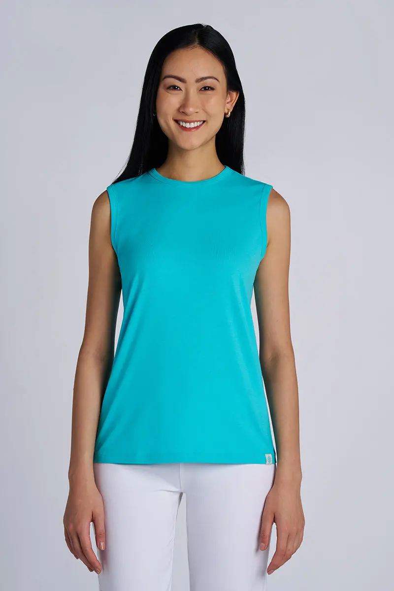 Women’s LumaLeo High-Neck Cooling Tank Top in Coolibar Blue