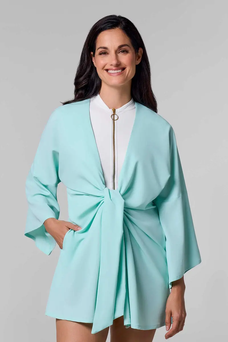 Women’s Ocean Drive Front-Tie Cover-Up – Misty Aqua