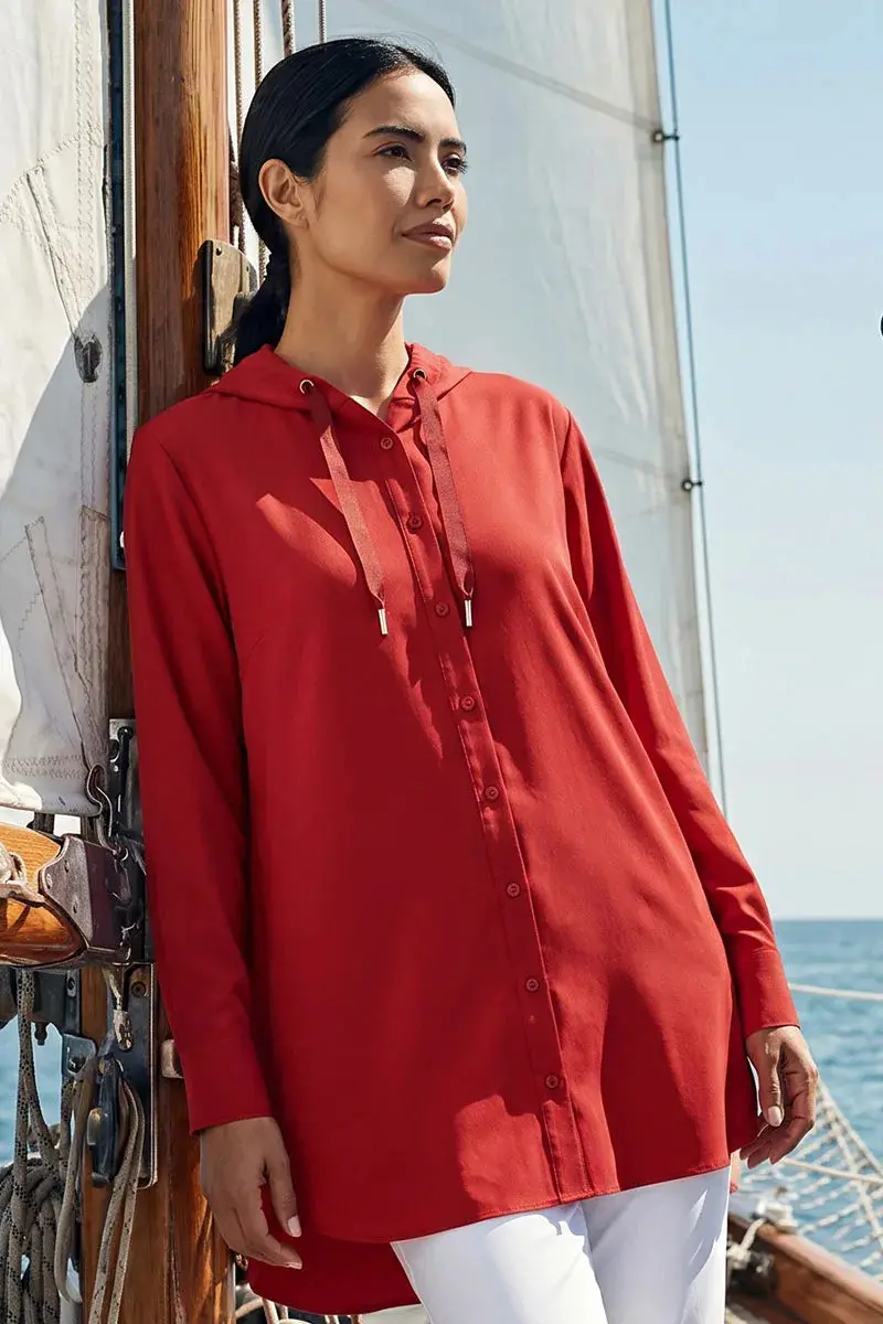 Women’s Palma Aire Beach Shirt – Long Sleeve in Cherry Hue