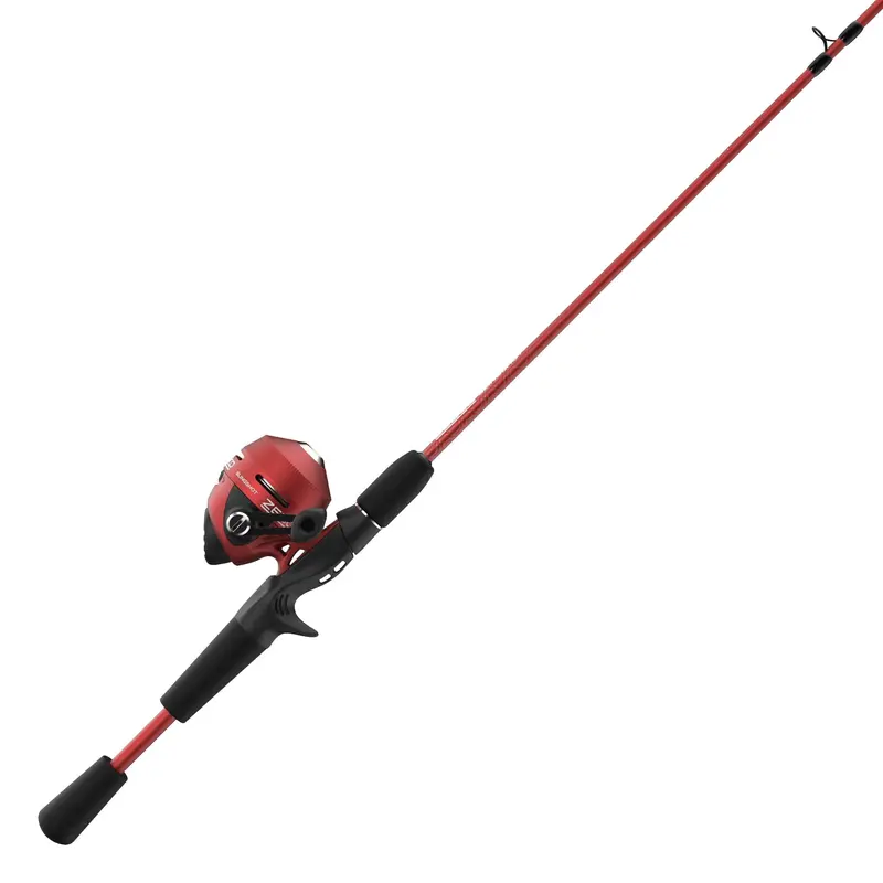 Zebco Slingshot Spincast Combo – 5’6″, Medium-Light, Two-Piece, Red